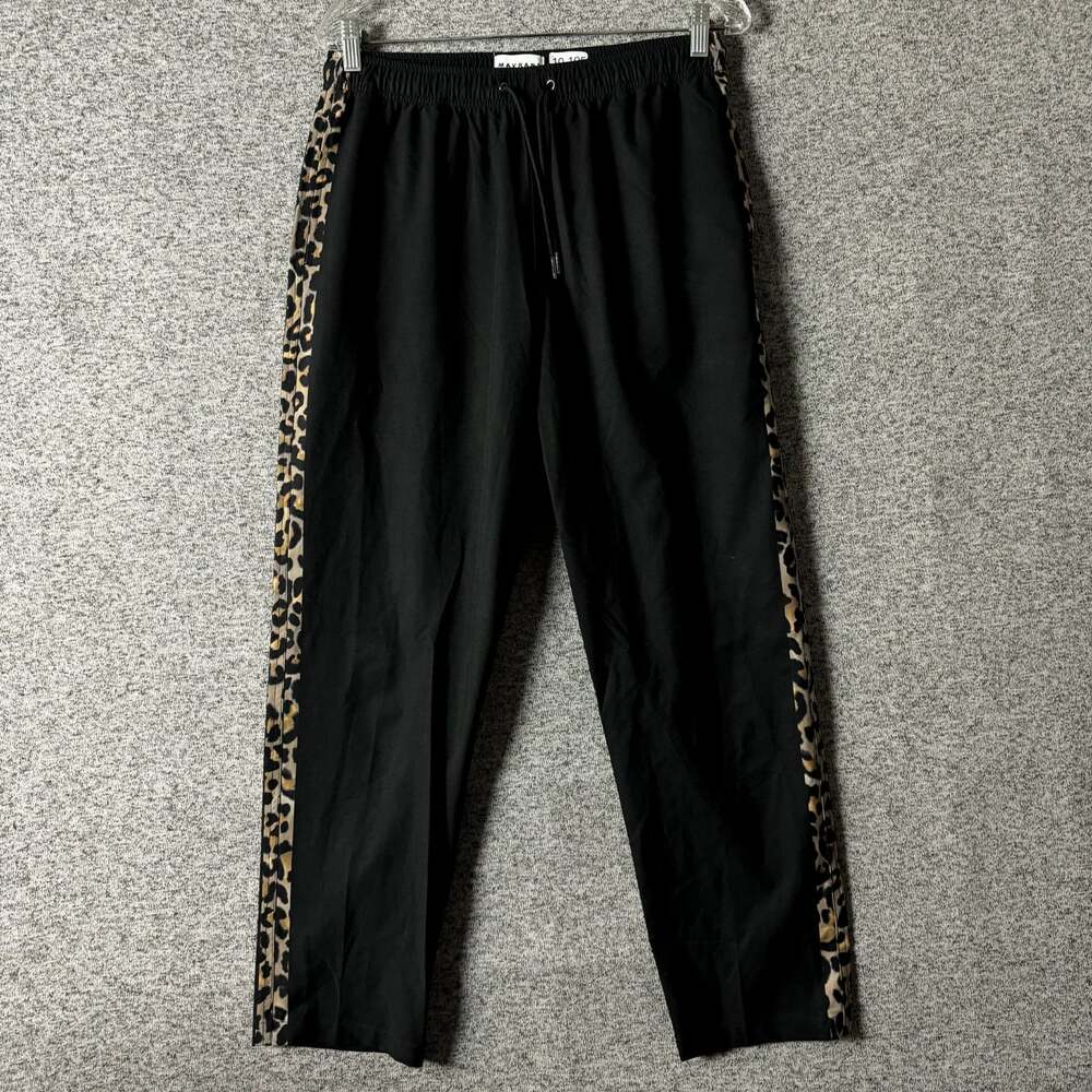 Mavrans Men's Size Medium Black Straight Leg Animal Print Drawstring Pants
